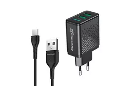 Зарядний пристрій Grand-X CH-60T 2USB 5V 3,1A + cable Type-C (CH-60T) - Фото