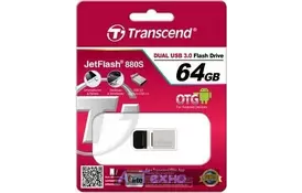 USB флеш накопитель Transcend 32GB JetFlash OTG 880 Metal Silver USB 3.0 (TS32GJF880S) - Фото