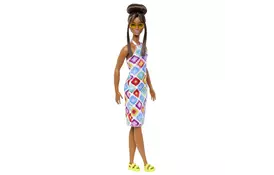 Кукла Barbie Fashionistas в платье с узором в ромб (HJT07) - Фото