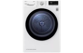 LG Сушильная машина тепловой насос, 9кг, A++, 69см, дисплей, автоматическая очистка конденсатора, белый - Фото