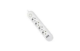 Фільтр живлення Voltronic F04U, 4раз EU, 3*USB White (F04U-White) - Фото