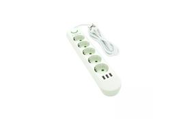 Фільтр живлення Voltronic F05U, 5раз EU, 3*USB White (F05U-White) - Фото