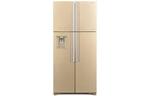 Hitachi Холодильник с верхн. мороз., 184x86х75, холод.отд.-396л, мороз.отд.-144л, 4дв., А+, NF, инв., зона нулевая, диспенсер, бежевый (стекло)