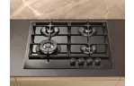 Whirlpool Варочная поверхность газовая на стекле, 60см, чугун, конфорка с двойным рядом пламени, черный