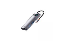 Порт-репликатор Baseus 7-in-1 Metal Gleam Series Type-C to HDMI+USB+SD/TF Docking Station (WKWG020113) - Фото