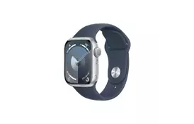 Смарт-часы Apple Watch Series 9 GPS 41mm Silver Aluminium Case with Storm Blue Sport Band - M/L (MR913QP/A) - Фото