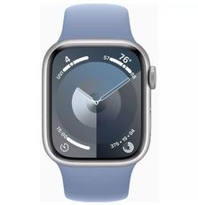 Смарт-часы Apple Watch Series 9 GPS 41mm Silver Aluminium Case with Storm Blue Sport Band - S/M (MR903QP/A)
