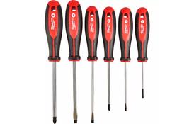 Набор отверток Milwaukee магнитных с трехгранной рукояткой PZ1/PZ2/SL3/SL4/SL5.5/SL6.5, 6шт (4932471806) - Фото