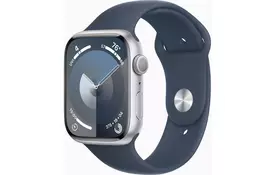 Смарт-годинник Apple Watch Series 9 GPS 45mm Silver Aluminium Case with Storm Blue Sport Band - M/L (MR9E3QP/A) - Фото