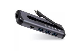 Концентратор Vinga USB-C 3.1 to HDMI+3xUSB3.0+PD100W+USB-C foldable cable (VHYC6FC) - Фото