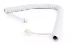 Кабель телефонный Cablexpert (TC4P4CS-2M-W) спиральный, CCS, 4P4C, 2м, белый - Фото