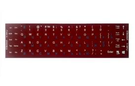 Наклейки на клавиатуру TDB бордовые рус/укр/анг непрозрачные - Фото