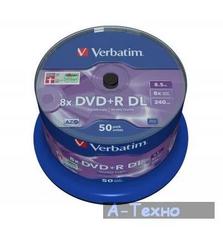 Диск DVD Verbatim 8.5Gb 8X CakeBox 50 шт MATT SILVER SURFACE (43758)