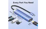 Концентратор Vention USB 3.1 Type-C to HDMI/USB 3.0x3/PD 100W Blue Aluminum Alloy Hub 5-in-1 (TGESB)