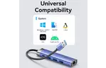 Концентратор Vention USB 3.0 to USB 3.0x3/RJ45/Type-C Hub Blue Aluminum Alloy 5-in-1 (TGFSB)