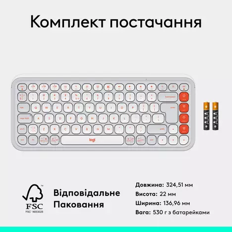 Клавиатура Logitech POP Icon Keys Bluetooth Off-White (920-013072) - Фото 7