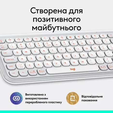 Клавиатура Logitech POP Icon Keys Bluetooth Off-White (920-013072) - Фото 4