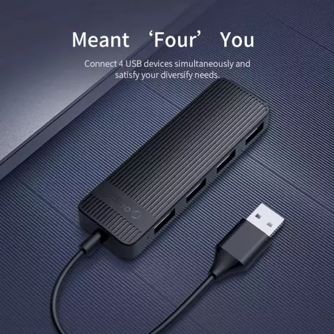Концентратор Choetech USB 3.1 to 3хUSB 3.0+RJ45(1GB) Ethernet 4in1 (HUB-U02-BK) - Фото 3