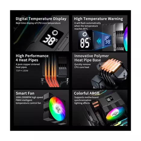 Кулер для процессора Gamemax Gamma 90 Digital BK - Фото 7