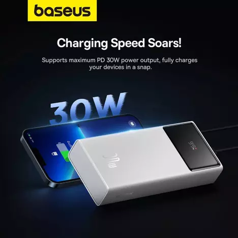 Батарея универсальная Baseus Star-Lord 20000mAh 30W OE, white (P10022904213-00) - Фото 3