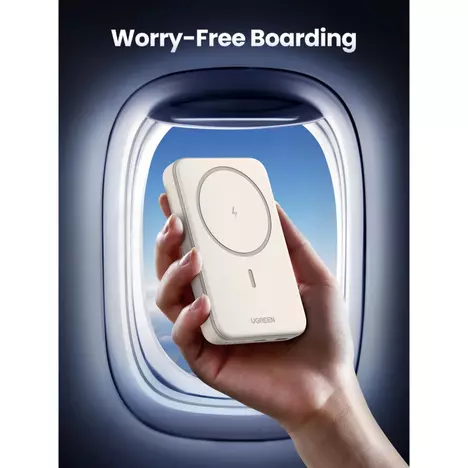 Батарея универсальная Ugreen 10000mAh 20W Magnetic Wireless beige (PB561) - Фото 7