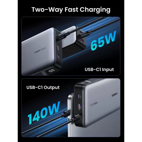 Батарея универсальная Ugreen 25000mAh 145W Two-way PD 3.1 grey (PB205) - Фото 2