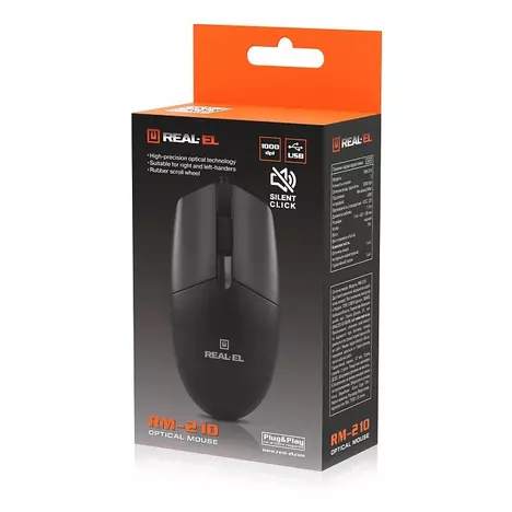 Мышка REAL-EL RM-210 USB Black (EL123200036) - Фото 3