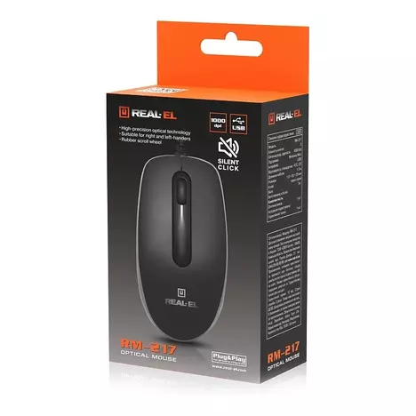 Мышка REAL-EL RM-217 USB Black/Gray (EL123200038) - Фото 3