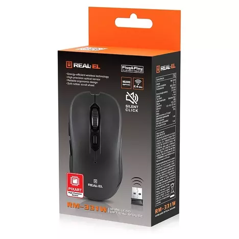 Мышка REAL-EL RM-331W Wireless Black (EL123200044) - Фото 1