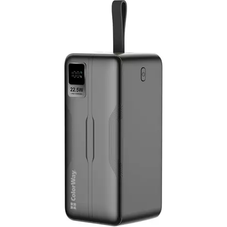 Батарея универсальная ColorWay 50 000 mAh PD/18W, QC3.0/22.5, Digital Display, Black (CW-PB500LPC5BK-PDD) - Фото 1