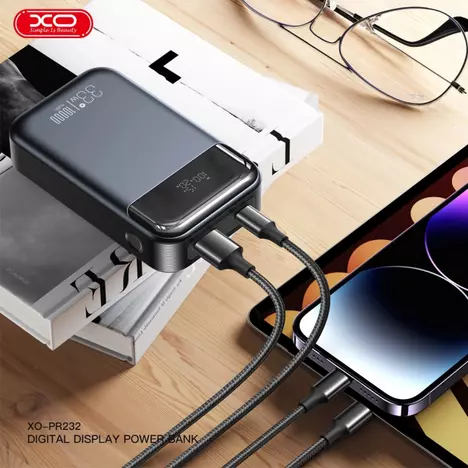 Батарея универсальная XO 10000mAh, PD/30W, QC/22.5W, PPS/33W, black (PR232_Black) - Фото 7