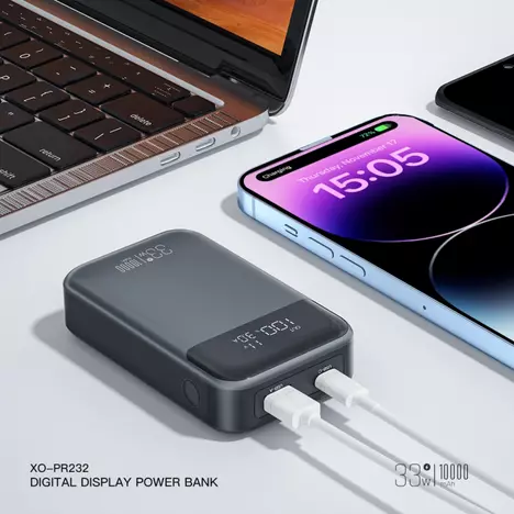 Батарея универсальная XO 10000mAh, PD/30W, QC/22.5W, PPS/33W, black (PR232_Black) - Фото 2