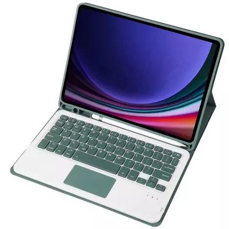 Чехол для планшета BeCover Keyboard+TouchPad Samsung Tab S9 (SM-X710/SM-X716)/S9 FE (SM-X510/SM-X516B) 11.0'' Dark Green (712419) - Фото 1