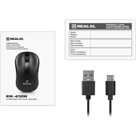 Мышка REAL-EL RM-450W Wireless/Bluetooth Black/Gray (EL123200046) - Фото 7