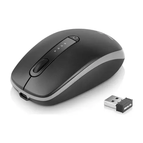 Мышка REAL-EL RM-455W Wireless/Bluetooth Black/Gray (EL123200047) - Фото 4