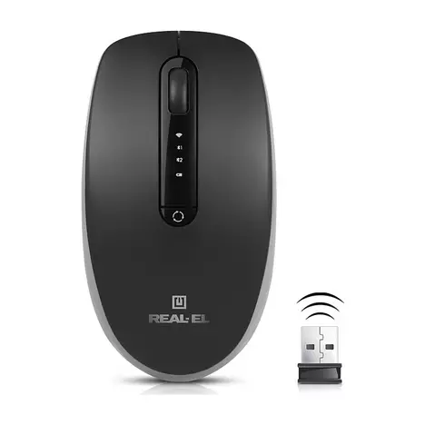 Мышка REAL-EL RM-455W Wireless/Bluetooth Black/Gray (EL123200047) - Фото 8