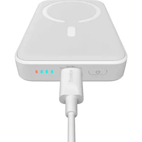 Батарея универсальная Baseus Wireless Magnetic Mini 10000mAh 20W, White (PPCX030002\PPCXM10) (P10022100212-00) - Фото 5