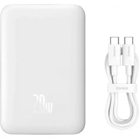 Батарея универсальная Baseus Wireless Magnetic Mini 10000mAh 20W, White (PPCX030002\PPCXM10) (P10022100212-00) - Фото 6