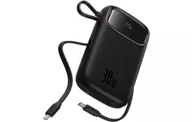 Батарея універсальна Baseus QPow2 20000mAh 30W, with 2*Type-C Cable, Black (P10055009113-00) - Фото