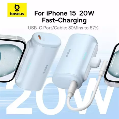 Батарея универсальная Baseus Compact 4900mAh 20W Lightning, White (PPWC05I) (P10068304212-00) - Фото 8