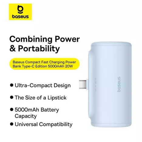 Батарея универсальная Baseus Compact 4900mAh 20W Lightning, White (PPWC05I) (P10068304212-00) - Фото 4