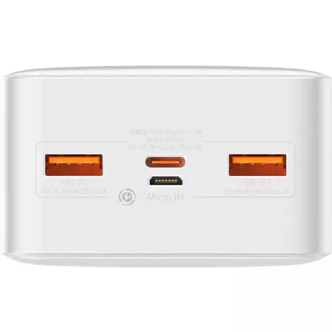 Батарея универсальная Baseus Bipow Overseas 30000mAh 20W, White (PPBD050402) - Фото 6