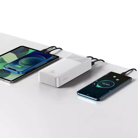 Батарея универсальная Baseus Bipow Overseas 30000mAh 20W, White (PPBD050402) - Фото 1