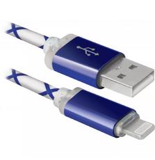 Дата кабель USB 2.0 AM to Lightning 1.0m ACH03-03LT BlueLED backlight Defender (87551)