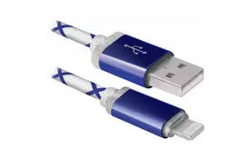 Дата кабель USB 2.0 AM to Lightning 1.0m ACH03-03LT BlueLED backlight Defender (87551) - Фото