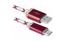 Дата кабель USB08-03LT USB - Micro USB, RedLED backlight, 1m Defender (87556) - Фото