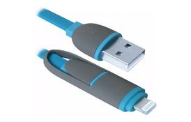 Дата кабель USB10-03BP USB - Micro USB/Lightning, blue, 1m Defender (87487) - Фото