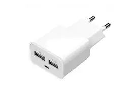 Зарядний пристрій Florence 2*USB, 2.0A + cable Lightning white (FW-2U020W-L) - Фото