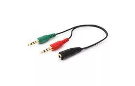 Кабель мультимедийный Jack 3.5mm female 4-pin to 2x Jack 3.5mm male 0.2m Cablexpert (CCA-418) - Фото
