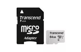 Карта памяти Transcend 64GB microSDXC class 10 UHS-I U1 (TS64GUSD300S-A) - Фото